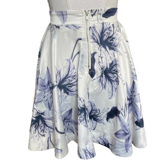 Floral Halter Neck Mini Dress - White and Blue - Picture 16 of 16